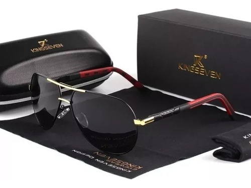 Óculos Sol Kingseven Luxo Com Acessórios Completo Gold Black