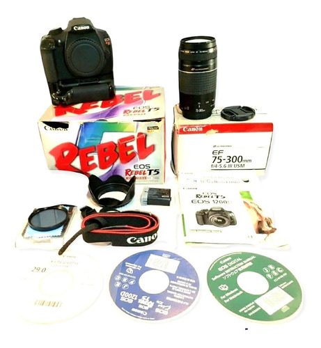 Camara Digital Canon Eos Rebel T5 Con Lente 75-300mm + Grip