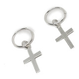 Arracadas De Cruz De 3 Cm De Plata 925 +estuche C1