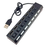 Hub 7 Portas Usb 2.0 Led Com Chave Seletora Entrada Fonte