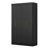 Guarda-roupa Paris 4 Portas 2 Gavetas 100% Mdf Maxel Cor Preto