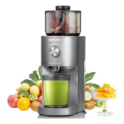 SANGKEE Extractor De Jugos Prensado En Frío, Extractor De Jugo Masticador Con Tubo De Alimentación De 13cm De Ancho, Máquina De Jugo Lenta Apta Para Frutas Y Verduras Enteras, ¡Nuevo Diseño! | Meses sin interés