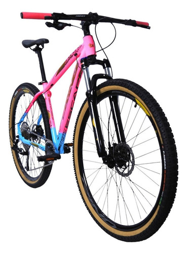 Mountain Bike 12v - Rino Escape 1x12 - Hidraulico - K7 11/50 Cor Rosa / Azul Bebe Tamanho Do Quadro 17