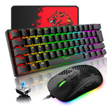 Teclado Con Cable Para Juegos, Raton, Combo Chroma Rgb Retro