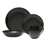 Cubiertos Mikasa Swirl Coupe Black De 4 Piezas, Servicio Par