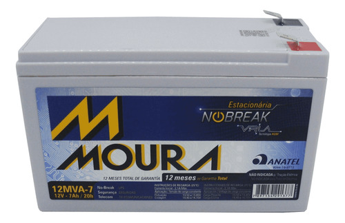 Bat Moura 7ah 12v - No Break Cerca Elétrica Alarmes