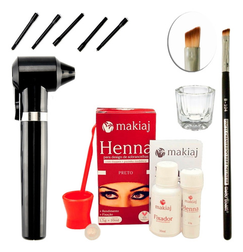 Kit Rena Makiaj Sobrancelha Pincel Macrilan Mixer Misturador Cor Preto