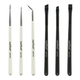 Kit De 6 Pincéis Para Maquiagem Macrilan Wb700 Preto-fosco/branco-perolado