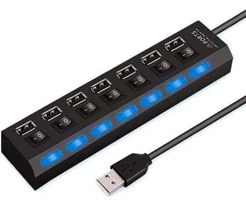 Usb Hub 2.0 De Alta Velocidad 7 Puertos Led Para Pc