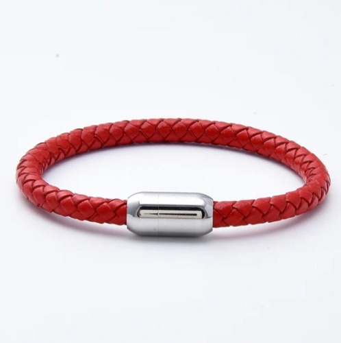 Pulsera Hombre Mujer Cuero Rojo Energias Y  Proteccion!!