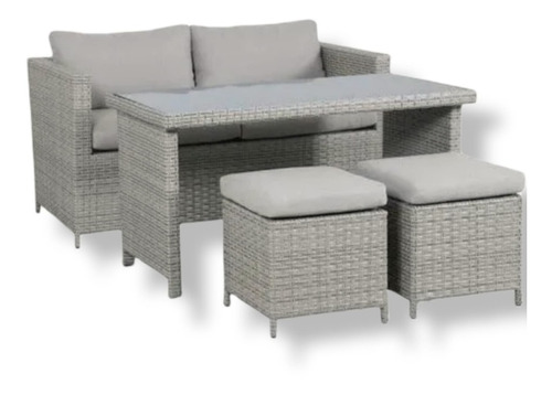 Juego Living Jardin Sofa 4 Piezas Rattan Importado Premium 