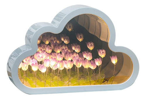 Lámpara De Noche Flor Tulipanes Nube Con Espejo Romántica