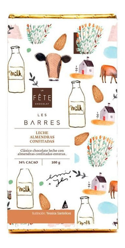 Leche Almendras Confitadas 34% Cacao Barra 100g La Fête Choc