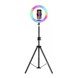 Aro Led Multicolor Rgb (26cm) + Trípode Grand Y Clip Celular