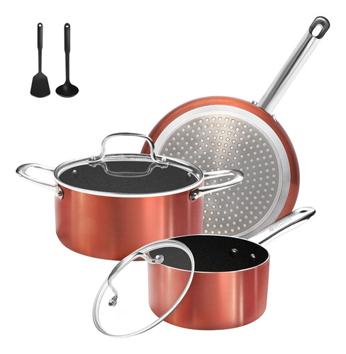 Pots And Pans Set Non Stick, 7pcs Ceramic Cookware Set, N...