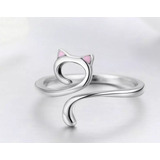 Anillo Plata Orejas De Gato Rosa Mujer Moda 2022 Mas Caja