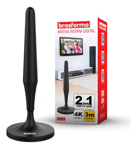 Antena Digital Interna Tv Uhf/hdtv Cabo 3 Metros Brasforma