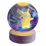 Pokebola Esfera De Cristal 3d 8cm Luz Led Lámpara Escritorio