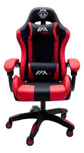 Cadeira De Escritório Efa Gaming R Gamer Ergonômica  Vermelha Com Estofado De Couro Sintético