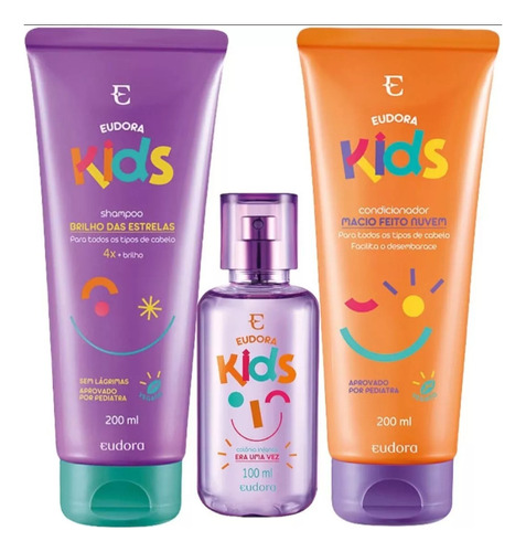 Kit Eudora Kids Infantil Shampoo + Condicionador + Perfume