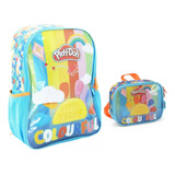 Kit Mochila Grande Costas Lancheira Infantil Escola Play Doh