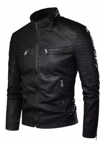 Jaqueta Masculina De Couro Slim Fit Moda