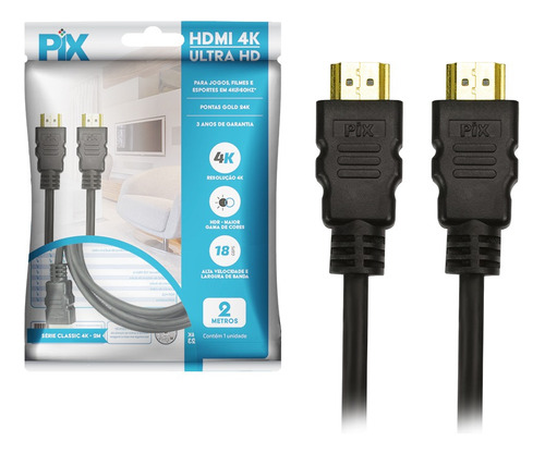 Cabo Hdmi 2.0 4k 3d Ultra Hd 19 Pinos Hdr Ultrahd 2 Metros