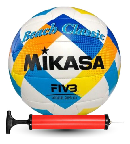 Bola Vôlei De Praia Mikasa Original Macia Fivb + Bomba De Ar