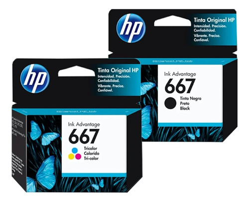 Combo Cartuchos Hp 667 Originales Negro + Tricolor