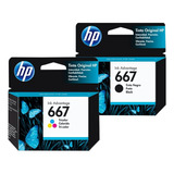 Combo Cartuchos Hp 667 Originales Negro + Tricolor