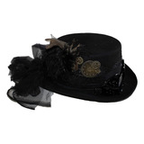 Gorra Steampunk Terciopelo Lujo 4 4 In Con Gafas Y Plumas Ex