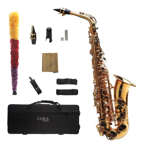 Saxofón Alto Dorado Cora By L. America + Accesorios