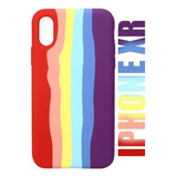 Case Capinha Aveludada P/ iPhone XR Tela 6.1 Arco Iris Candy