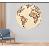 Cuadro Decorativo Globo Terraqueo Mundo Mandala En Madera 