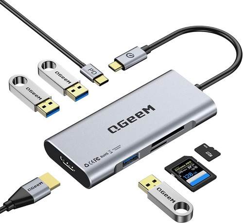 Adaptador Usb-c 7 En 1 Hdmi 4k Usb 3.0 Lector Tarjetas Hub