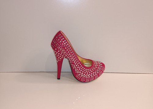 Zapato Stileto Fiesta Fuccia Con Strass Y Espejo T 36