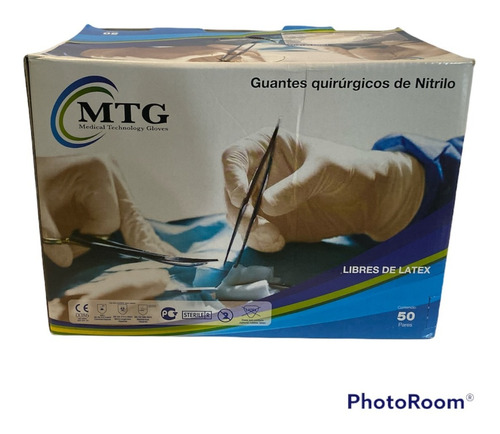 Guantes Nitrilo Estéril Quirurgico Talla:6 1/2 Caja/50 Pares