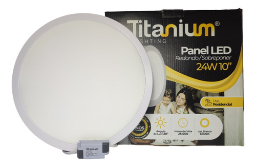 Panel Led Redondo Sobreponer 24w 6500k Luz Blanca - Titanium