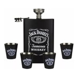 Licorera Whiskera Acero Inox 9oz + 4 Copas Estu Jack Daniels