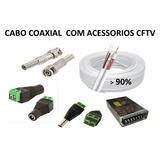 Cabo Coaxial Cftv 130m C/ Bnc, P4(m/f) E Fonte 15a G13pb30f