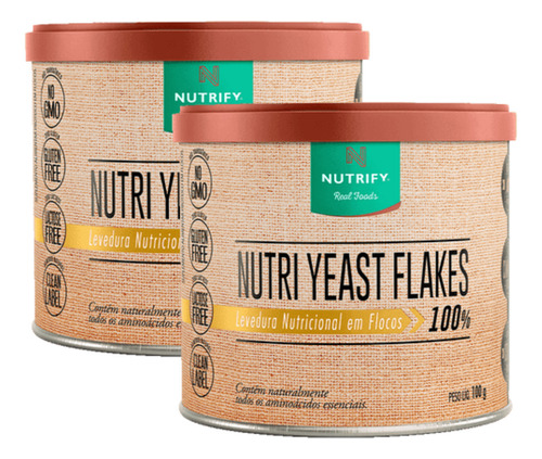 2x Levedura Nutricional Nutri Yeast Flakes Nutrify 100g Sabor Sem Sabor