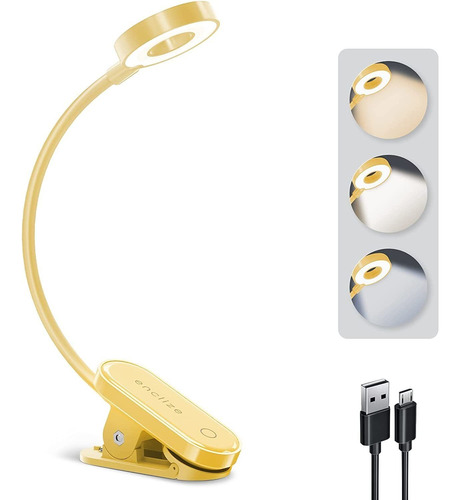 Luz De Lectura Led Con Atenuacion De Brillo Recargable Usb Y