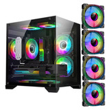 Gabinete Gamer Gb1790 Hayom 4 Fans Rgb Micro-atx Vidro Temp