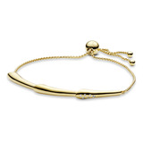 Brazalete Cubierto En Oro De 14k Deslizante Tallo De Flor Color Dorado Talla 25 Cm