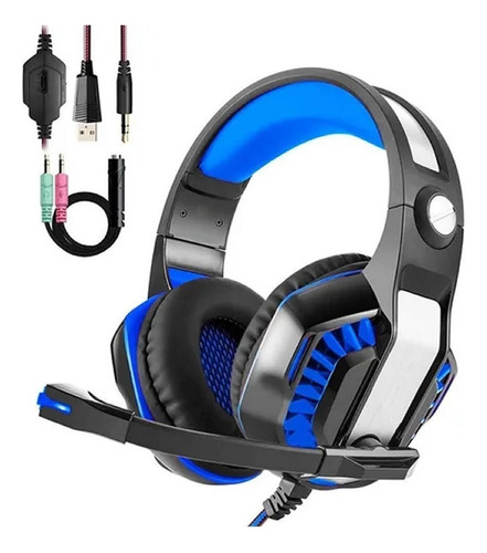 Fone Gamer Headset Pro Knup Kp-491 Azul Led Microfone Origin
