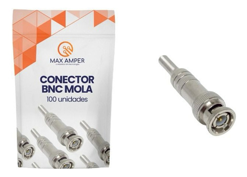 Conector Bnc Com Mola E Parafuso Plug Cftv Com 100 Peças