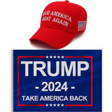 Conjunto De Sombrero Y Bandera Trump 2024 Maga, Sombrero Don