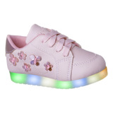 Tenis Infantil Feminino Sapato Menina Com Luz Led Moda Festa