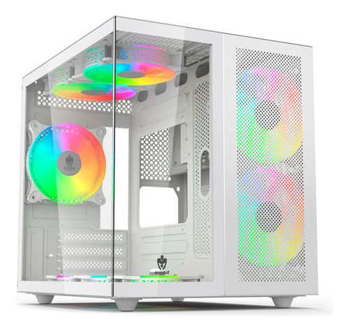 Gabinete Gamer Pc Computador Aquário Branco Vidro Temperado