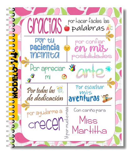 Libreta Personalizada Regalo Maestra